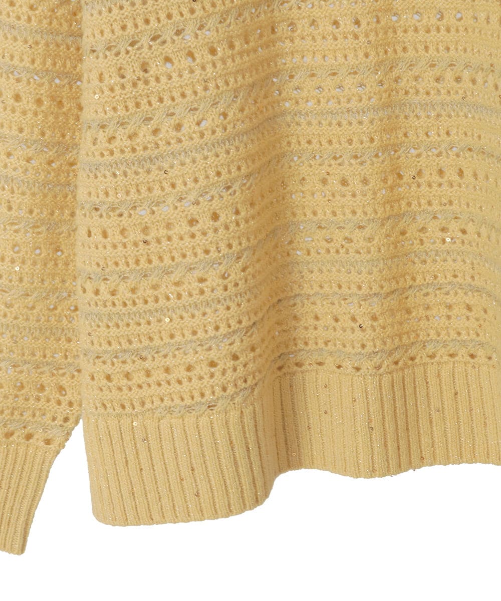 PYFAD18330 CHRISTIAN AUJARD(小さいサイズ)(メゾン ドゥ サンク) ラメスパンコール長袖ニットプルオーバー アイボリー