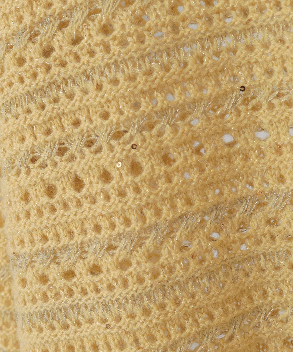 PYFAD18330 CHRISTIAN AUJARD(小さいサイズ)(メゾン ドゥ サンク) ラメスパンコール長袖ニットプルオーバー アイボリー