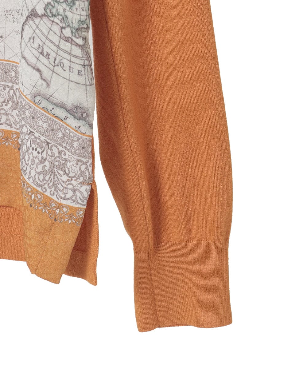 PYFAD32360 CHRISTIAN AUJARD(小さいサイズ)(メゾン ドゥ サンク) [アンサンブル対応]アートプリントドッキングニット ベージュ×オレンジ