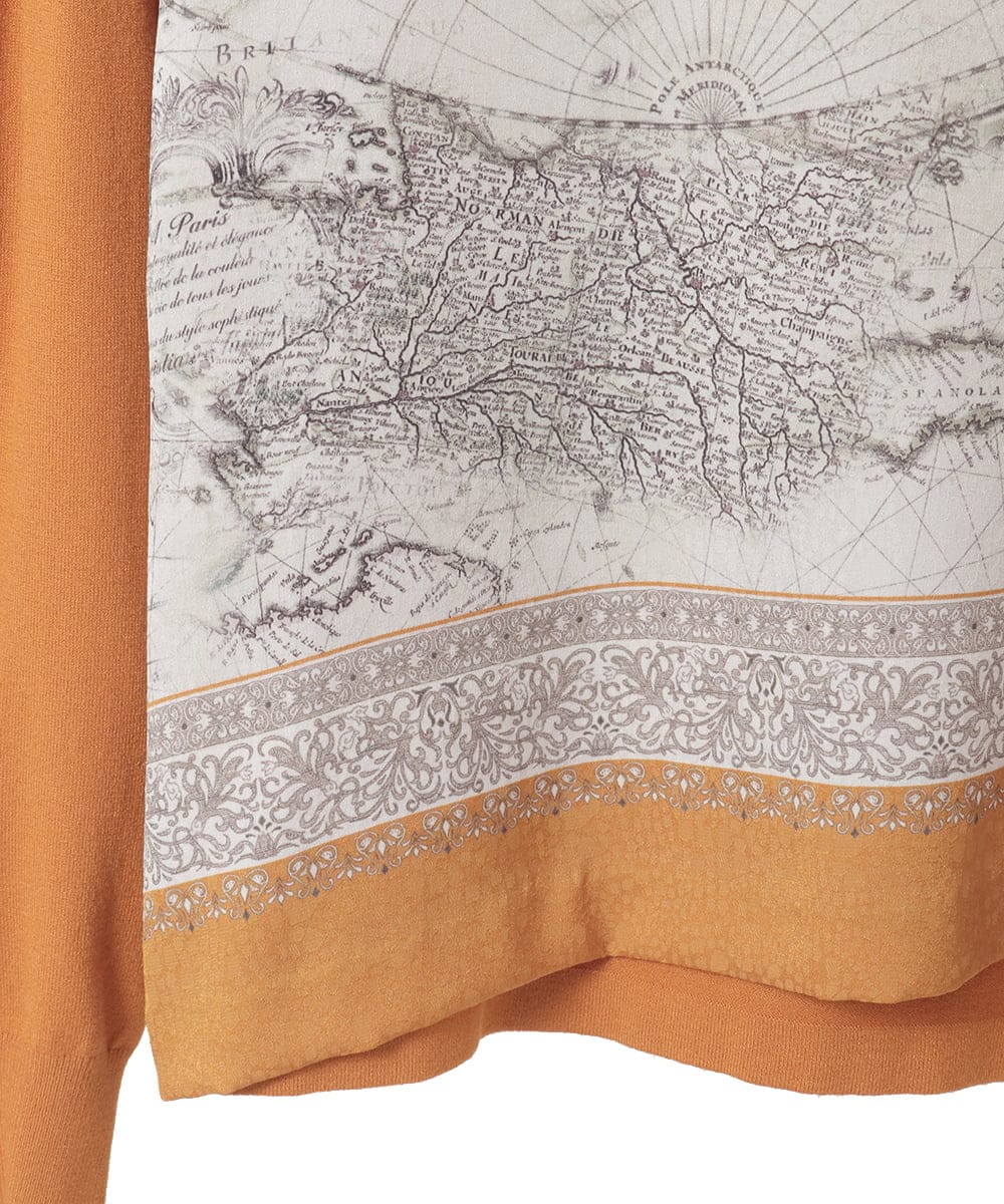 PYFAD32360 CHRISTIAN AUJARD(小さいサイズ)(メゾン ドゥ サンク) [アンサンブル対応]アートプリントドッキングニット ベージュ×オレンジ