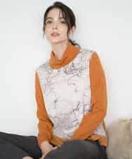 PYFAD32360 CHRISTIAN AUJARD(小さいサイズ)(メゾン ドゥ サンク) [アンサンブル対応]アートプリントドッキングニット ベージュ×オレンジ