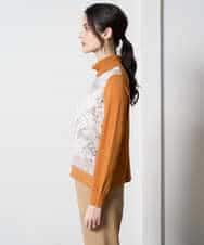 PYFAD32360 CHRISTIAN AUJARD(小さいサイズ)(メゾン ドゥ サンク) [アンサンブル対応]アートプリントドッキングニット ベージュ×オレンジ