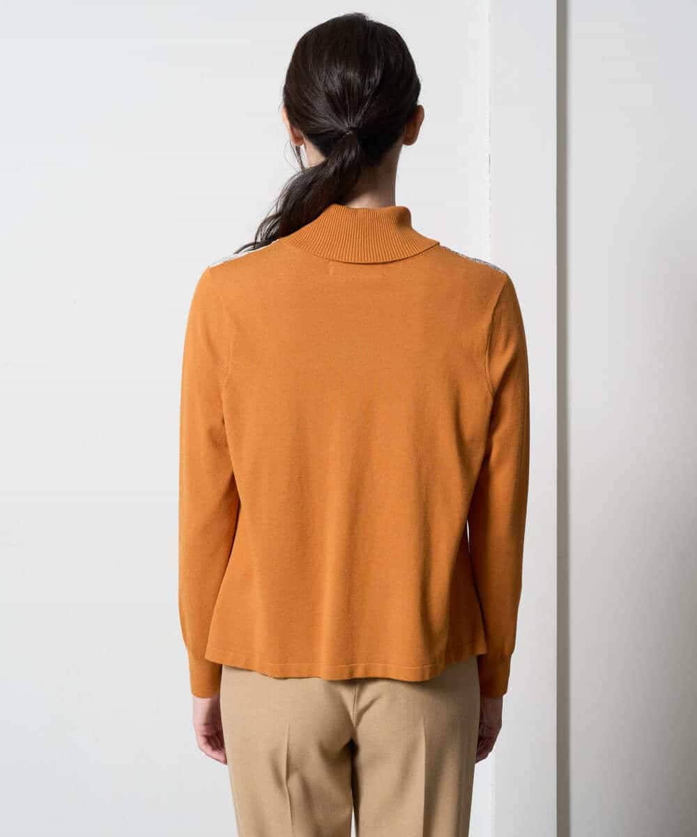 PYFAD32360 CHRISTIAN AUJARD(小さいサイズ)(メゾン ドゥ サンク) [アンサンブル対応]アートプリントドッキングニット ベージュ×オレンジ