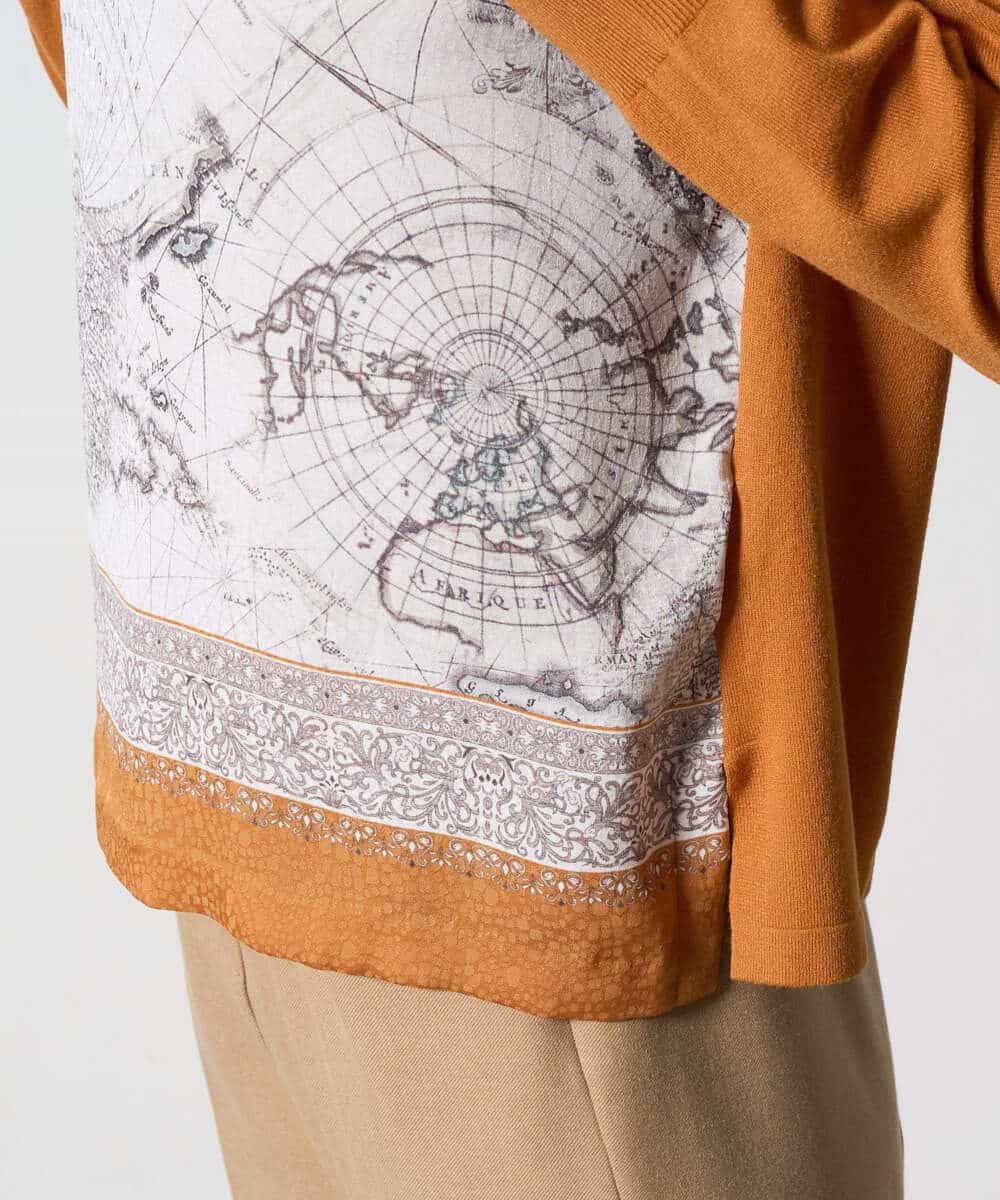 PYFAD32360 CHRISTIAN AUJARD(小さいサイズ)(メゾン ドゥ サンク) [アンサンブル対応]アートプリントドッキングニット ベージュ×オレンジ