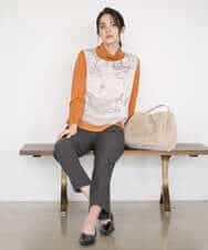 PYFAD32360 CHRISTIAN AUJARD(小さいサイズ)(メゾン ドゥ サンク) [アンサンブル対応]アートプリントドッキングニット ベージュ×オレンジ