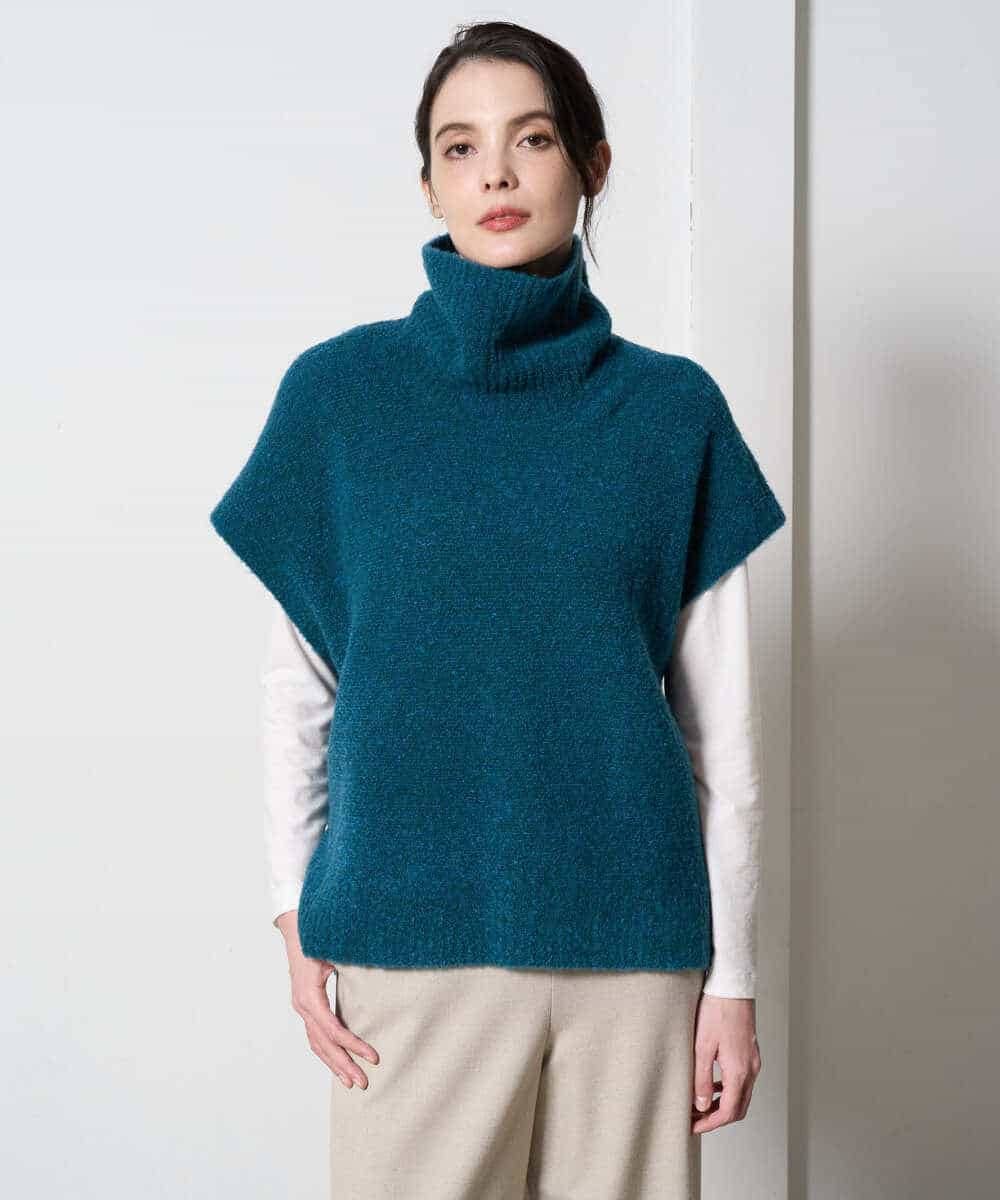 PYFAD46360 CHRISTIAN AUJARD(小さいサイズ)(メゾン ドゥ サンク) オフタートルニットベスト ブルーグリーン