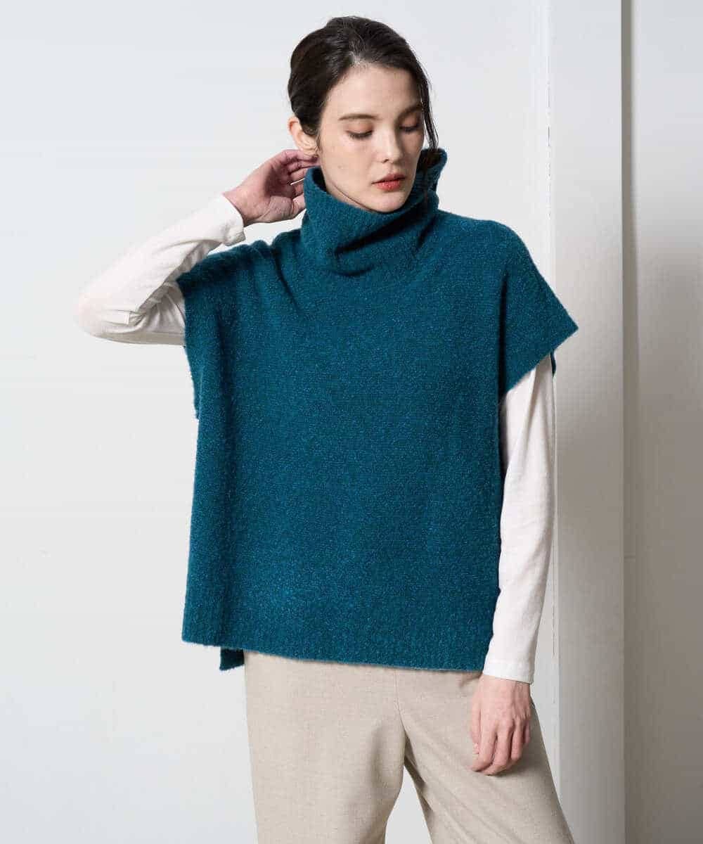 PYFAD46360 CHRISTIAN AUJARD(小さいサイズ)(メゾン ドゥ サンク) オフタートルニットベスト ブルーグリーン