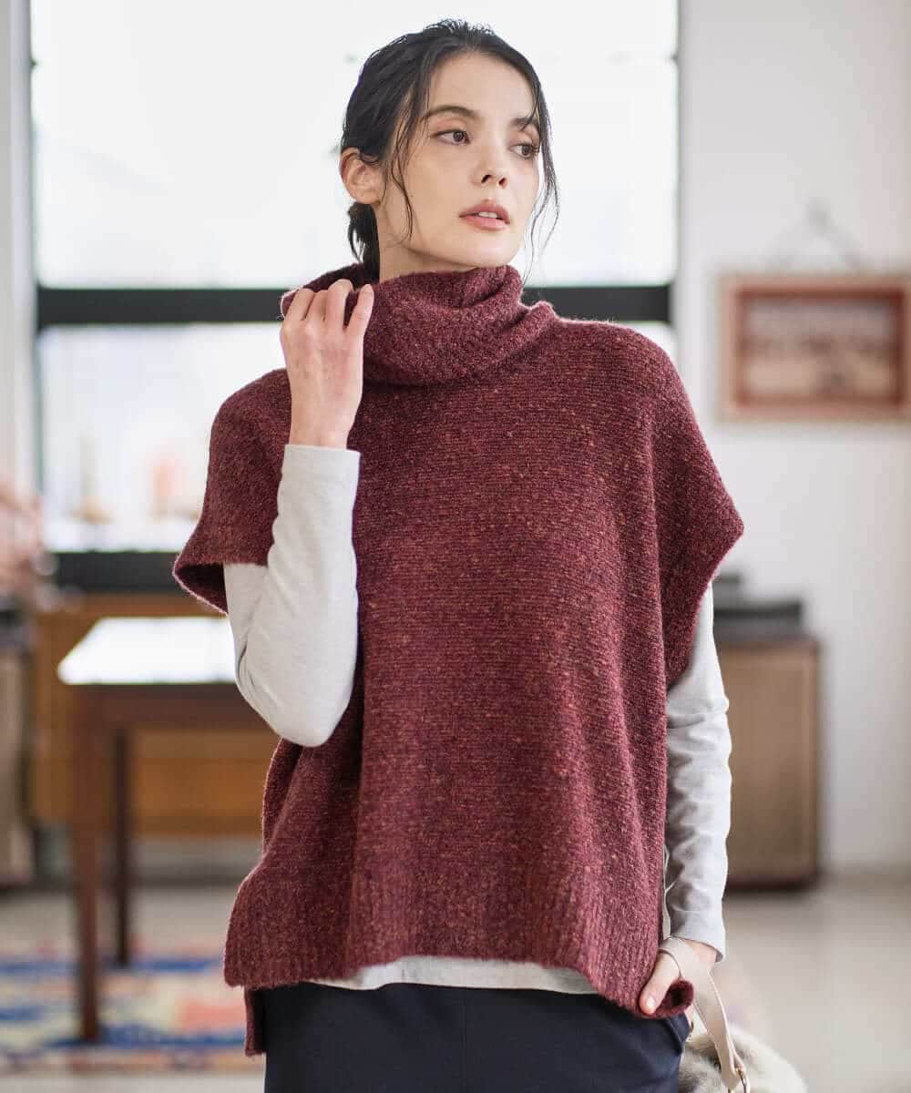 PYFAD46360 CHRISTIAN AUJARD(小さいサイズ)(メゾン ドゥ サンク) オフタートルニットベスト ブルーグリーン