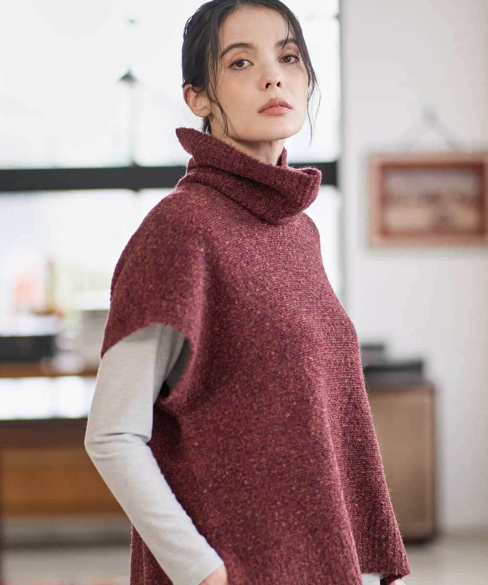 PYFAD46360 CHRISTIAN AUJARD(小さいサイズ)(メゾン ドゥ サンク) オフタートルニットベスト ブルーグリーン