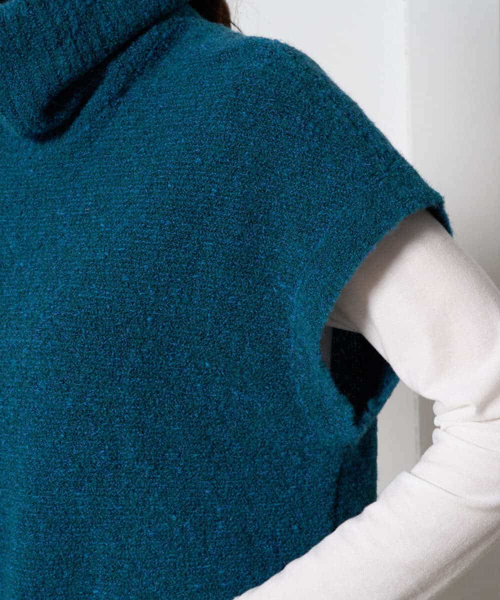 PYFAD46360 CHRISTIAN AUJARD(小さいサイズ)(メゾン ドゥ サンク) オフタートルニットベスト ブルーグリーン