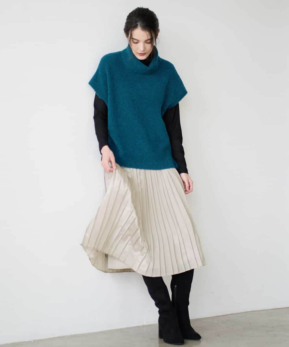 PYFAD46360 CHRISTIAN AUJARD(小さいサイズ)(メゾン ドゥ サンク) オフタートルニットベスト ブルーグリーン