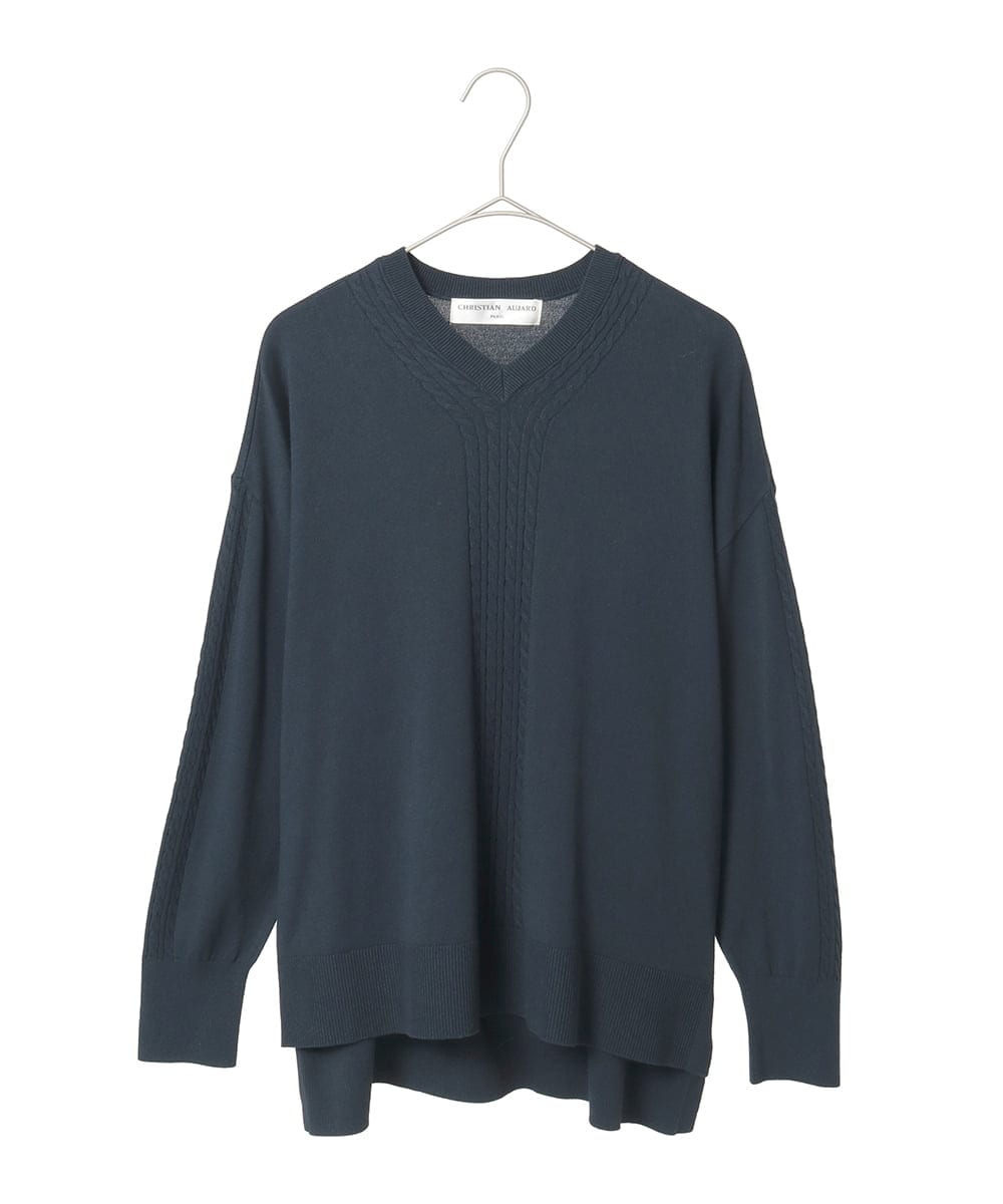 PYFAE06300 CHRISTIAN AUJARD(小さいサイズ)(メゾン ドゥ サンク) Vネックプルオーバーニット ピンク