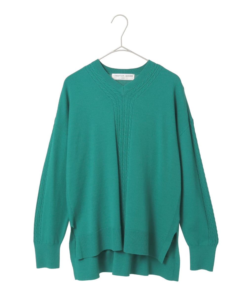 PYFAE06300 CHRISTIAN AUJARD(小さいサイズ)(メゾン ドゥ サンク) Vネックプルオーバーニット ピンク