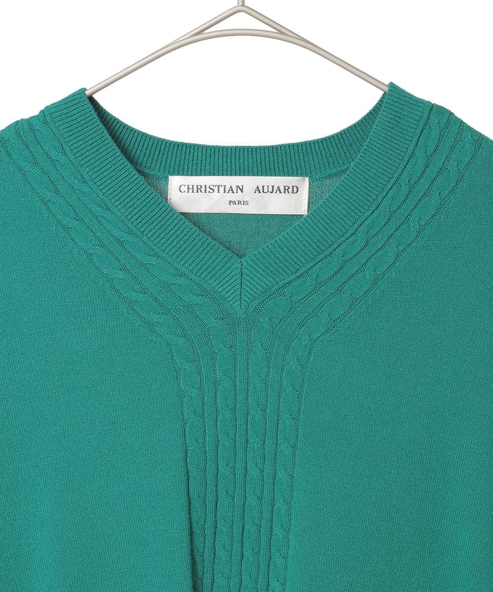 PYFAE06300 CHRISTIAN AUJARD(小さいサイズ)(メゾン ドゥ サンク) Vネックプルオーバーニット ピンク