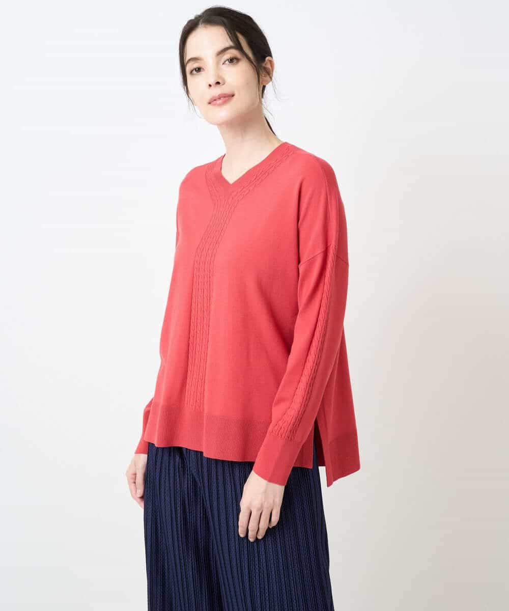 PYFAE06300 CHRISTIAN AUJARD(小さいサイズ)(メゾン ドゥ サンク) Vネックプルオーバーニット ピンク