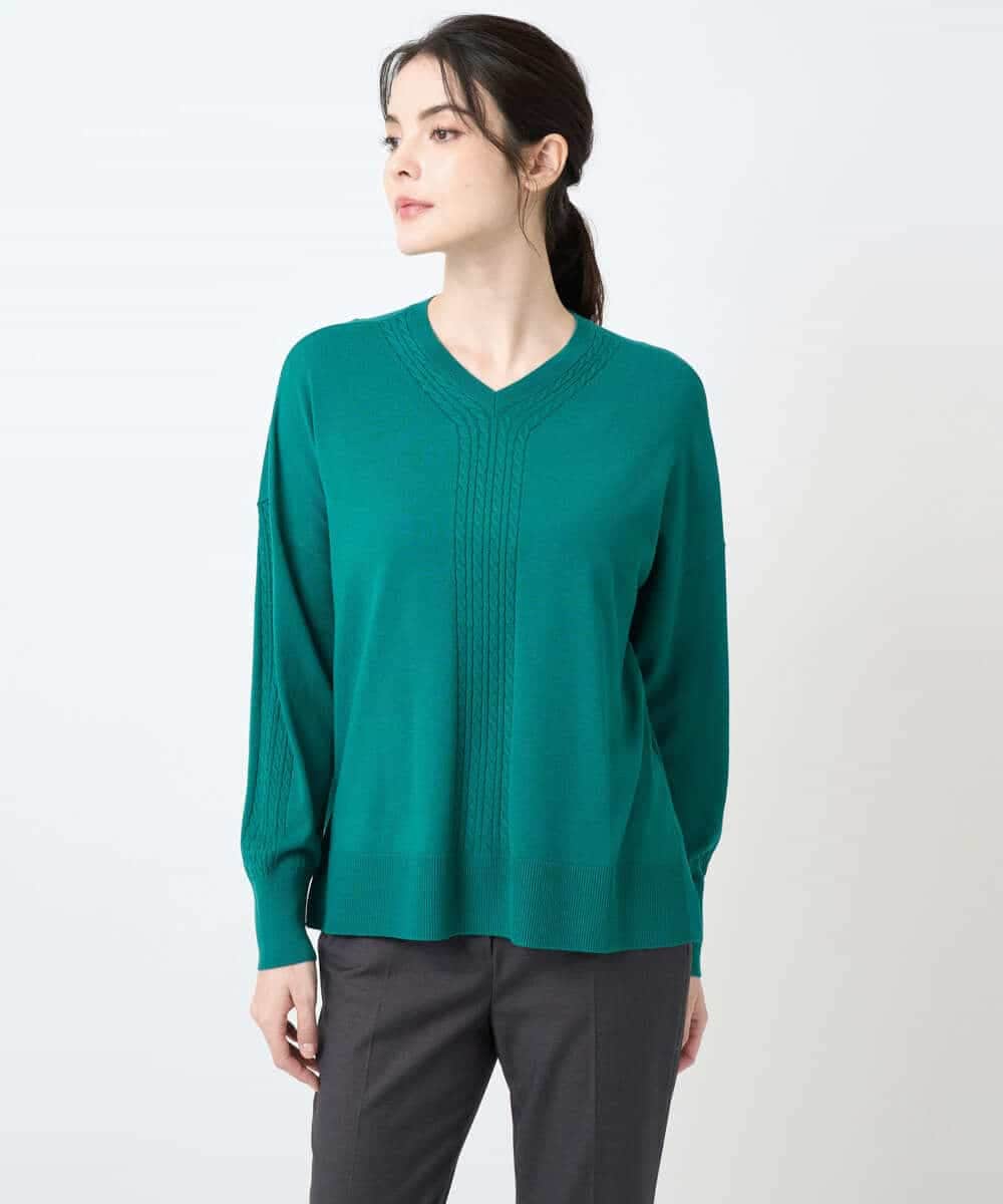 PYFAE06300 CHRISTIAN AUJARD(小さいサイズ)(メゾン ドゥ サンク) Vネックプルオーバーニット ピンク