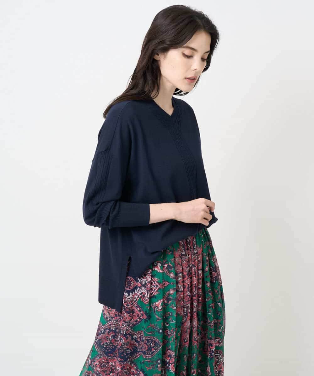 PYFAE06300 CHRISTIAN AUJARD(小さいサイズ)(メゾン ドゥ サンク) Vネックプルオーバーニット ピンク