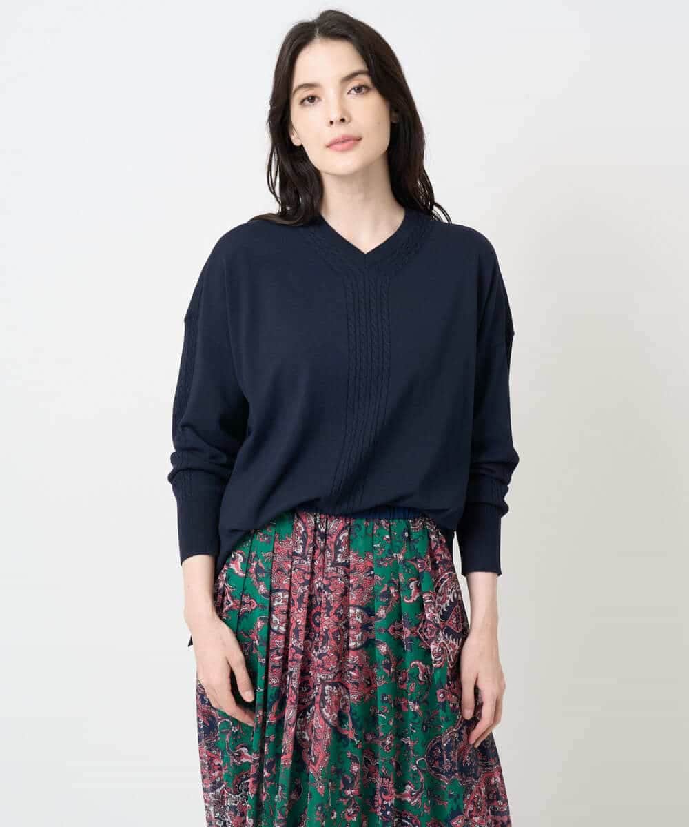 PYFAE06300 CHRISTIAN AUJARD(小さいサイズ)(メゾン ドゥ サンク) Vネックプルオーバーニット ピンク