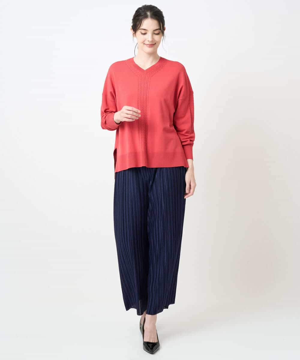 PYFAE06300 CHRISTIAN AUJARD(小さいサイズ)(メゾン ドゥ サンク) Vネックプルオーバーニット ピンク