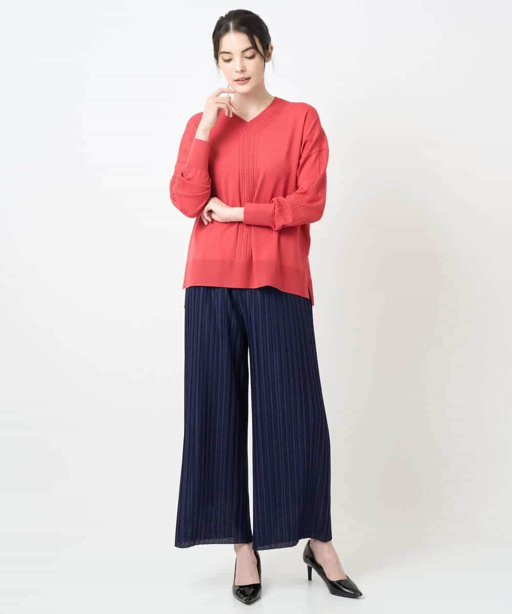 PYFAE06300 CHRISTIAN AUJARD(小さいサイズ)(メゾン ドゥ サンク) Vネックプルオーバーニット ピンク