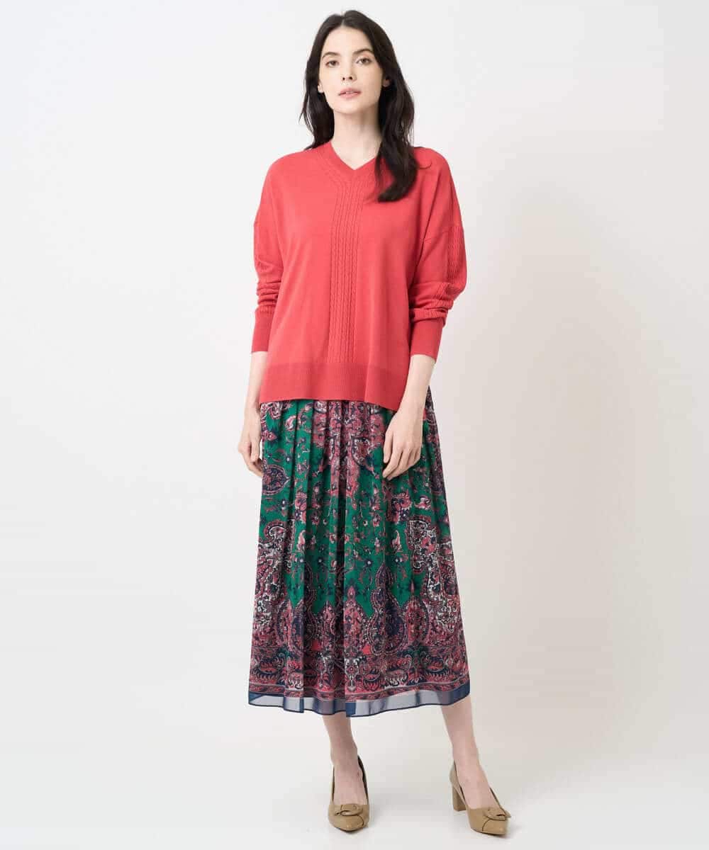 PYFAE06300 CHRISTIAN AUJARD(小さいサイズ)(メゾン ドゥ サンク) Vネックプルオーバーニット ピンク