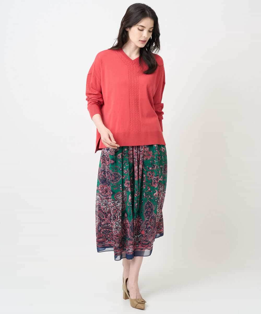 PYFAE06300 CHRISTIAN AUJARD(小さいサイズ)(メゾン ドゥ サンク) Vネックプルオーバーニット ピンク