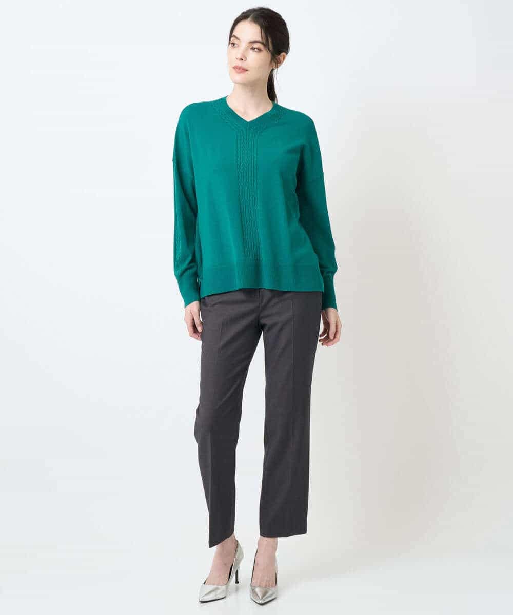 PYFAE06300 CHRISTIAN AUJARD(小さいサイズ)(メゾン ドゥ サンク) Vネックプルオーバーニット ピンク