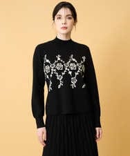 PYFCD02470 CHRISTIAN AUJARD(小さいサイズ)(メゾン ドゥ サンク) ジャガードニットプルオーバー ブラック