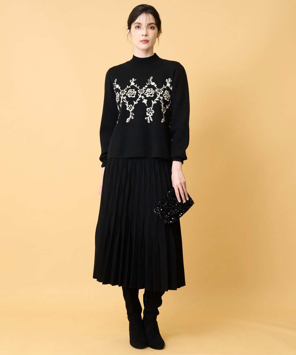 PYFCD02470 CHRISTIAN AUJARD(小さいサイズ)(メゾン ドゥ サンク) ジャガードニットプルオーバー ブラック