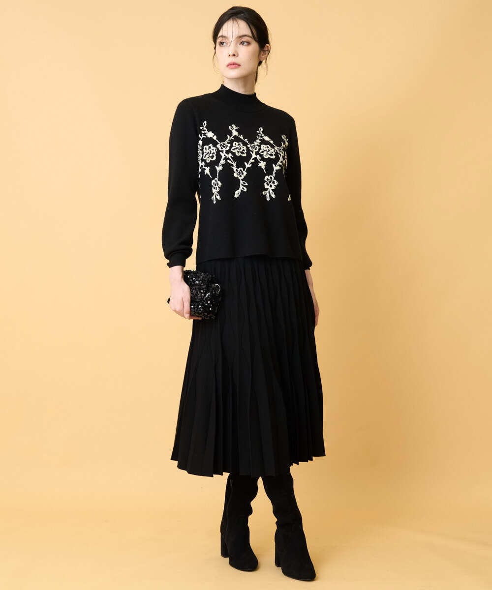 PYFCD02470 CHRISTIAN AUJARD(小さいサイズ)(メゾン ドゥ サンク) ジャガードニットプルオーバー ブラック