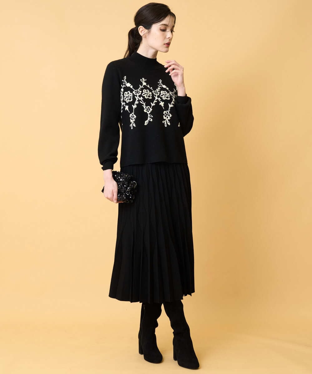 PYFCD02470 CHRISTIAN AUJARD(小さいサイズ)(メゾン ドゥ サンク) ジャガードニットプルオーバー ブラック