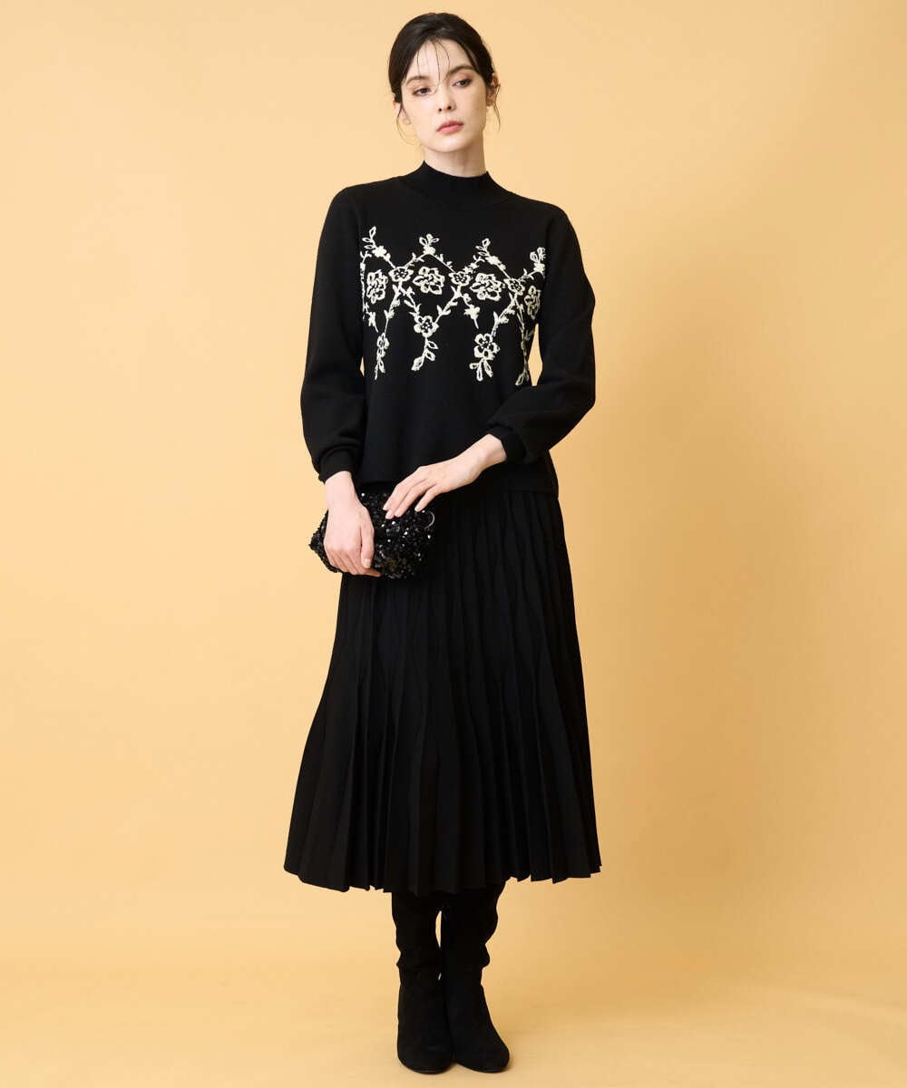 PYFCD02470 CHRISTIAN AUJARD(小さいサイズ)(メゾン ドゥ サンク) ジャガードニットプルオーバー ブラック