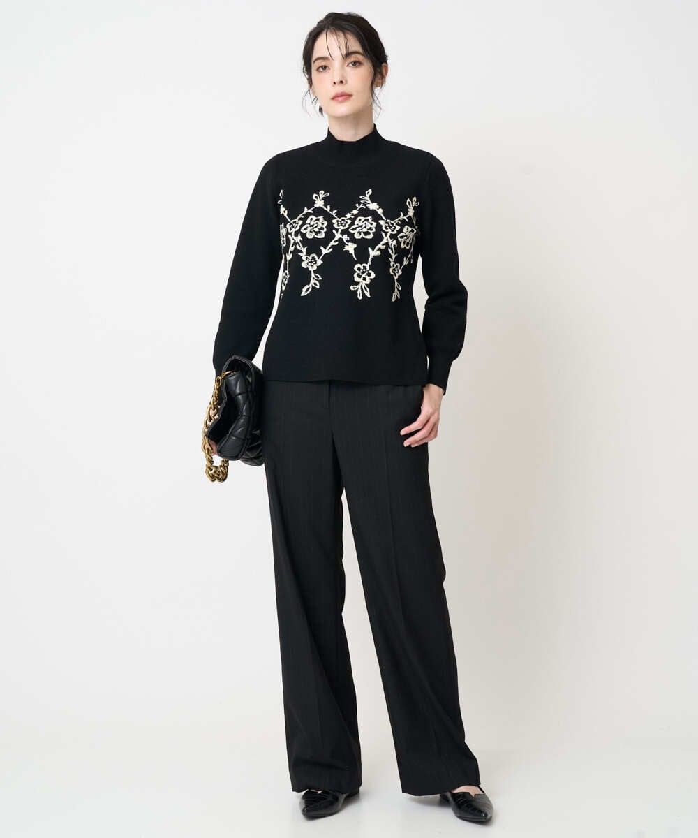 PYFCD02470 CHRISTIAN AUJARD(小さいサイズ)(メゾン ドゥ サンク) ジャガードニットプルオーバー ブラック