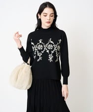 PYFCD02470 CHRISTIAN AUJARD(小さいサイズ)(メゾン ドゥ サンク) ジャガードニットプルオーバー ブラック