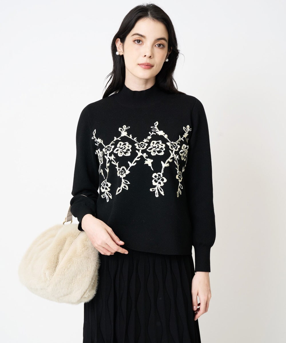 PYFCD02470 CHRISTIAN AUJARD(小さいサイズ)(メゾン ドゥ サンク) ジャガードニットプルオーバー ブラック