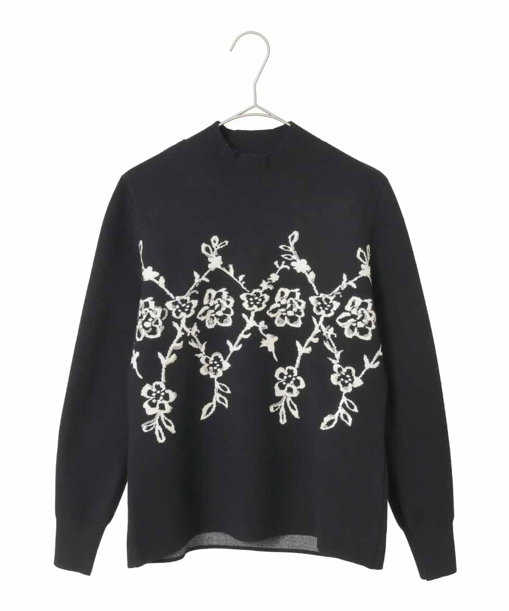 PYFCD02470 CHRISTIAN AUJARD(小さいサイズ)(メゾン ドゥ サンク) ジャガードニットプルオーバー ブラック