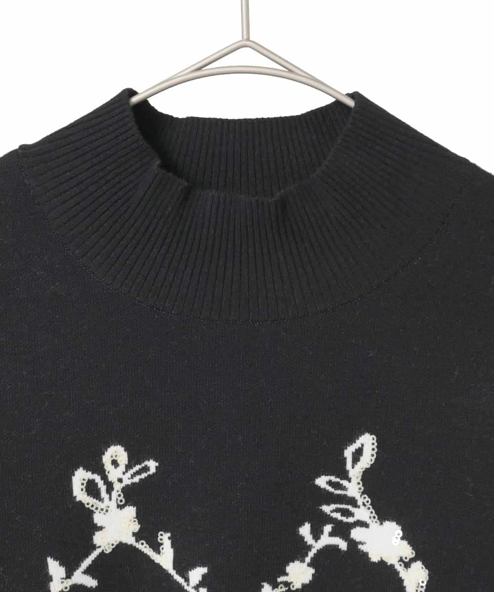 PYFCD02470 CHRISTIAN AUJARD(小さいサイズ)(メゾン ドゥ サンク) ジャガードニットプルオーバー ブラック