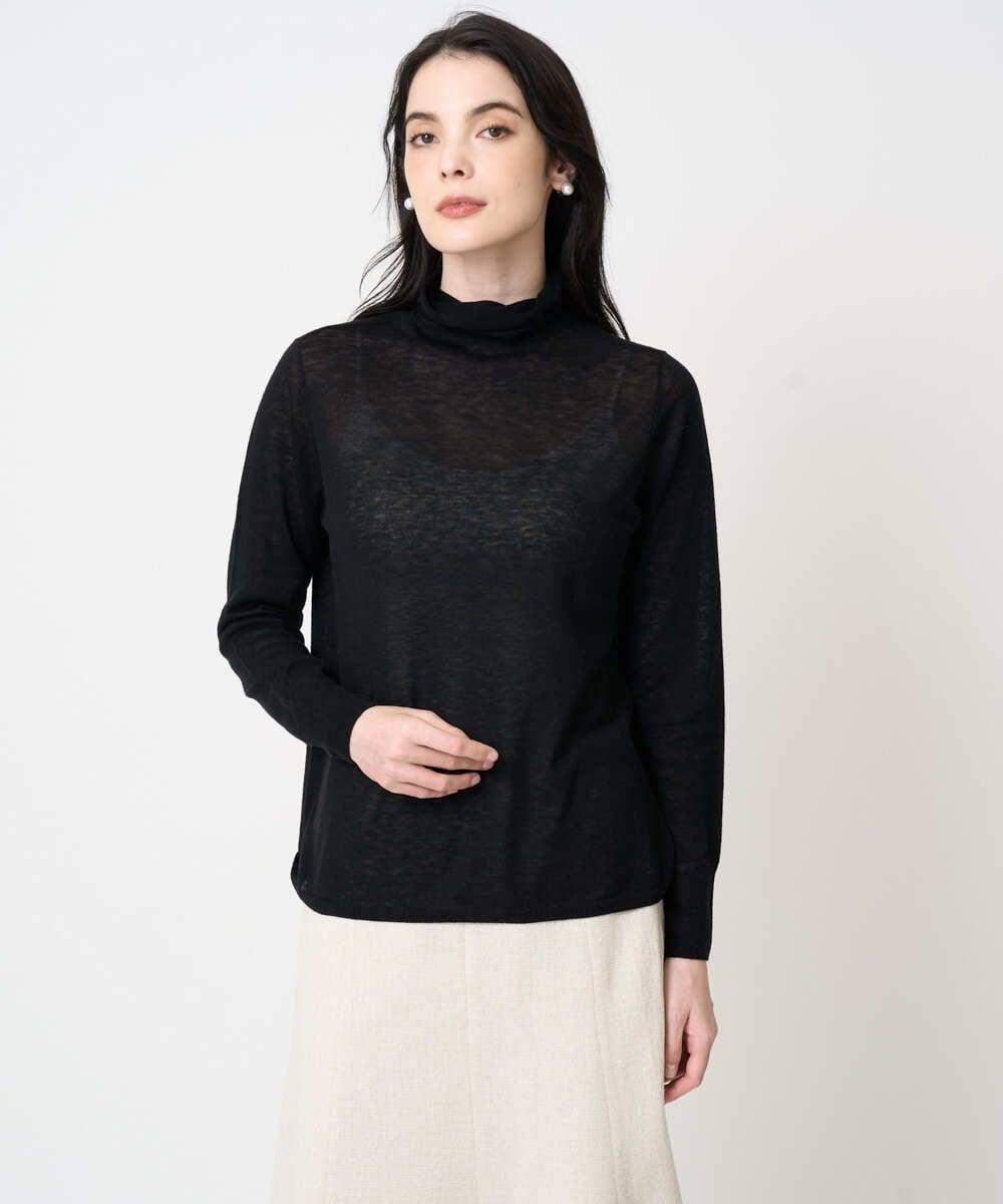 PYFCD07190 CHRISTIAN AUJARD(小さいサイズ)(メゾン ドゥ サンク) [肌触り良い･軽い]ベーシックプルオーバーニット ブラック