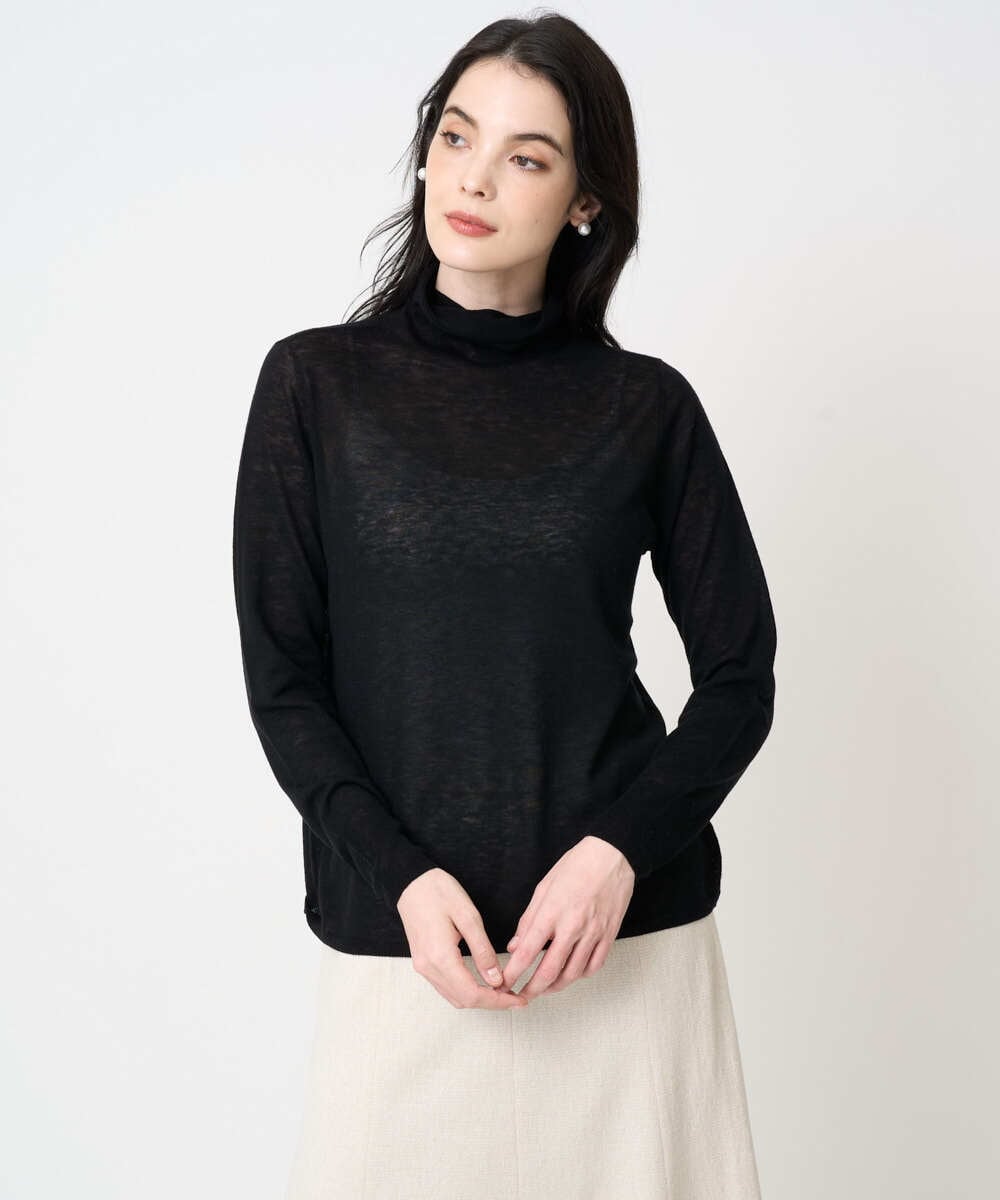 PYFCD07190 CHRISTIAN AUJARD(小さいサイズ)(メゾン ドゥ サンク) [肌触り良い･軽い]ベーシックプルオーバーニット ブラック