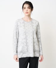 PYFCD08390 CHRISTIAN AUJARD(小さいサイズ)(メゾン ドゥ サンク) レーシージャガードニットプルオーバー ライトグレー