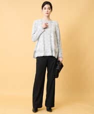 PYFCD08390 CHRISTIAN AUJARD(小さいサイズ)(メゾン ドゥ サンク) レーシージャガードニットプルオーバー ライトグレー