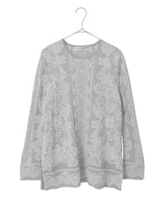 PYFCD08390 CHRISTIAN AUJARD(小さいサイズ)(メゾン ドゥ サンク) レーシージャガードニットプルオーバー ライトグレー