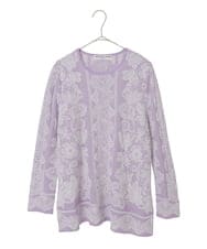 PYFCD08390 CHRISTIAN AUJARD(小さいサイズ)(メゾン ドゥ サンク) レーシージャガードニットプルオーバー ライトグレー