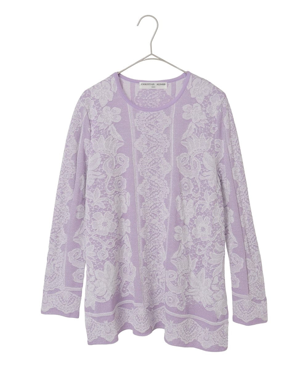 PYFCD08390 CHRISTIAN AUJARD(小さいサイズ)(メゾン ドゥ サンク) レーシージャガードニットプルオーバー ライトグレー