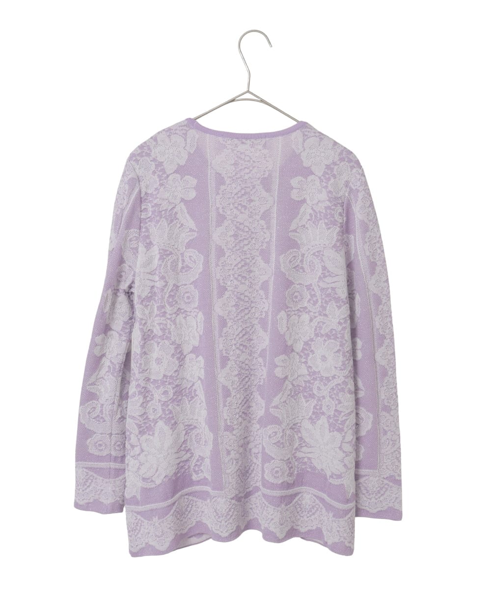 PYFCD08390 CHRISTIAN AUJARD(小さいサイズ)(メゾン ドゥ サンク) レーシージャガードニットプルオーバー ライトグレー