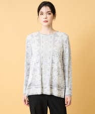 PYFCD08390 CHRISTIAN AUJARD(小さいサイズ)(メゾン ドゥ サンク) レーシージャガードニットプルオーバー ライトグレー