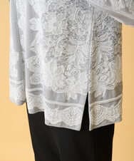 PYFCD08390 CHRISTIAN AUJARD(小さいサイズ)(メゾン ドゥ サンク) レーシージャガードニットプルオーバー ライトグレー