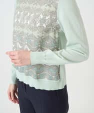 PYFEE03390 CHRISTIAN AUJARD(小さいサイズ)(メゾン ドゥ サンク) [アンサンブル対応]レーシーオーナメントプリントトップス グリーン系