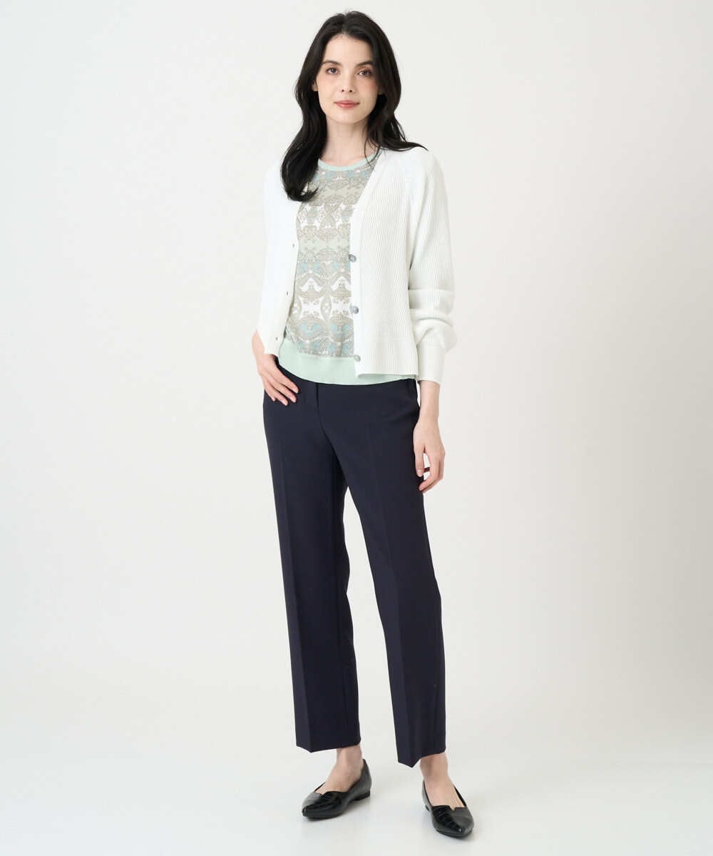 PYFEE03390 CHRISTIAN AUJARD(小さいサイズ)(メゾン ドゥ サンク) [アンサンブル対応]レーシーオーナメントプリントトップス グリーン系