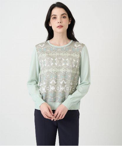 PYFEE03390 CHRISTIAN AUJARD(小さいサイズ) [アンサンブル対応]レーシーオーナメントプリントトップス